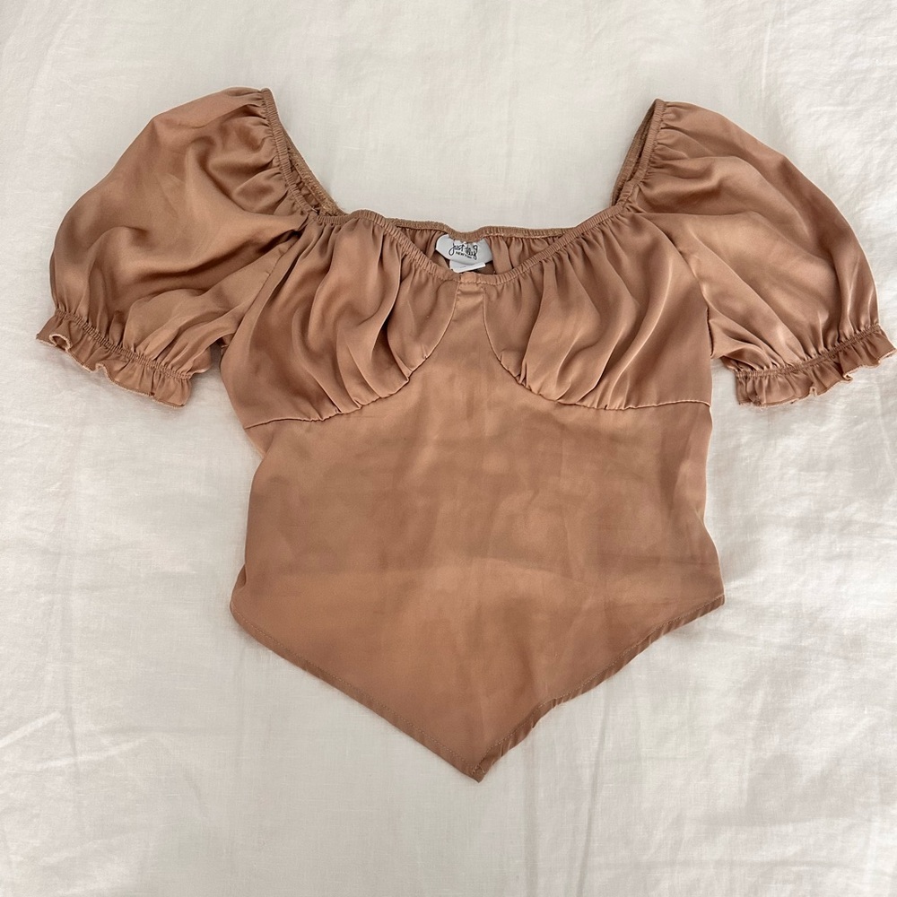 Gold satin crop top